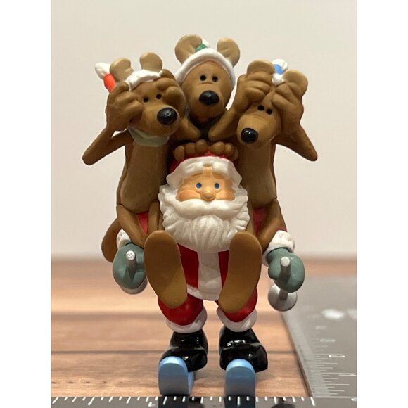 1998 HALLMARK KEEPSAKE ORNAMENT QX6776 DOWNHILL DASH SANTA SKIING W REINDEER - Picture 13 of 13